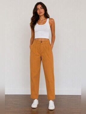 ❤️ URBAN OUTFITTERS HIGH RISE PLEATED TAPERED LEG MODAL MOM CHINOS, 4 (27)